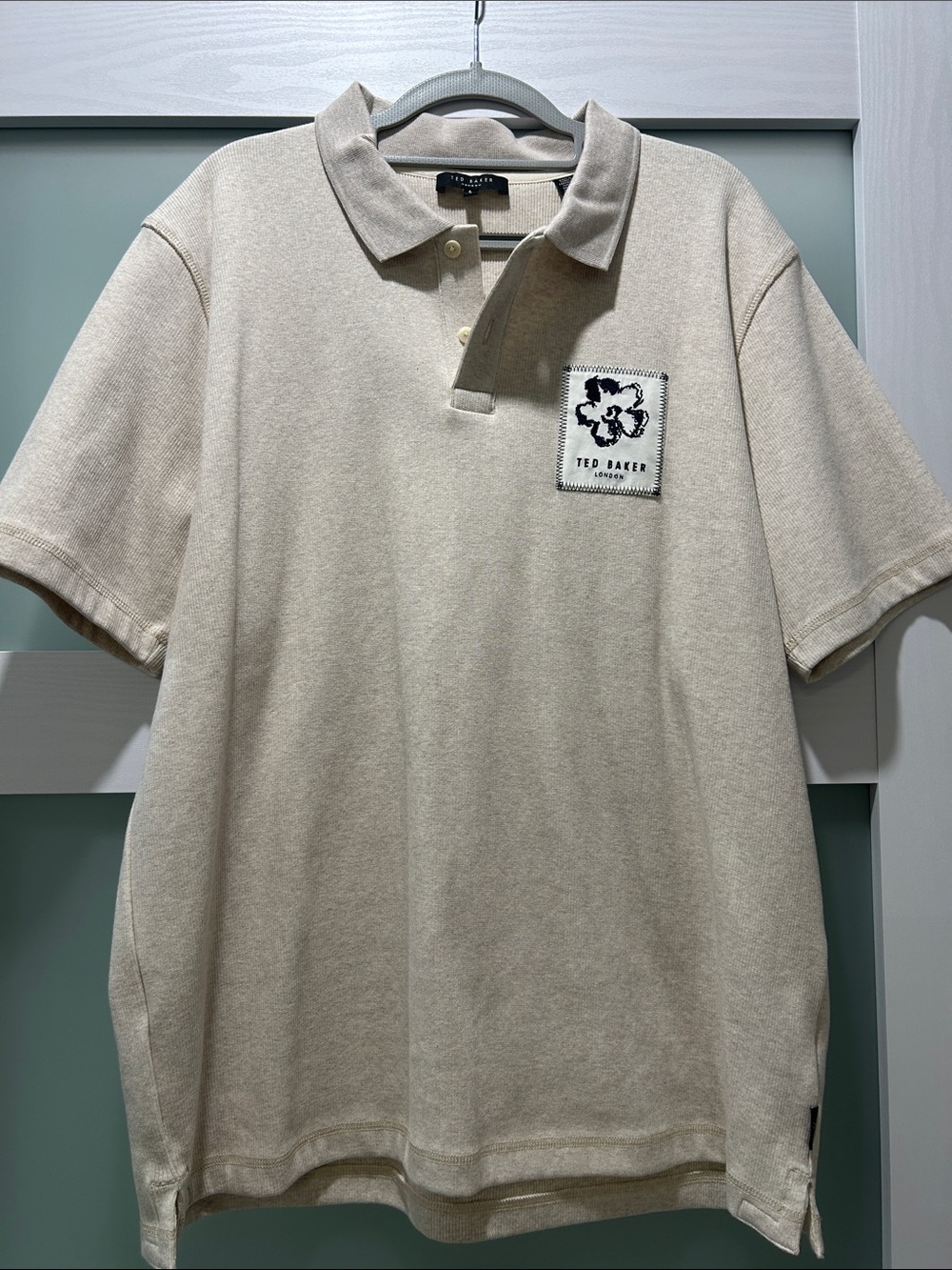 Ted Baker Men's Cream Polo Shirt with Chest Patch